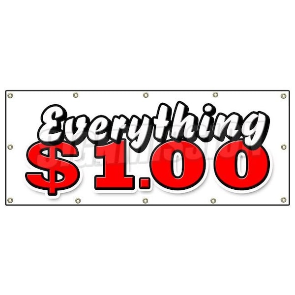 EVERYTHING 1 DOLLAR BANNER SIGN one huge sale store shop dollar